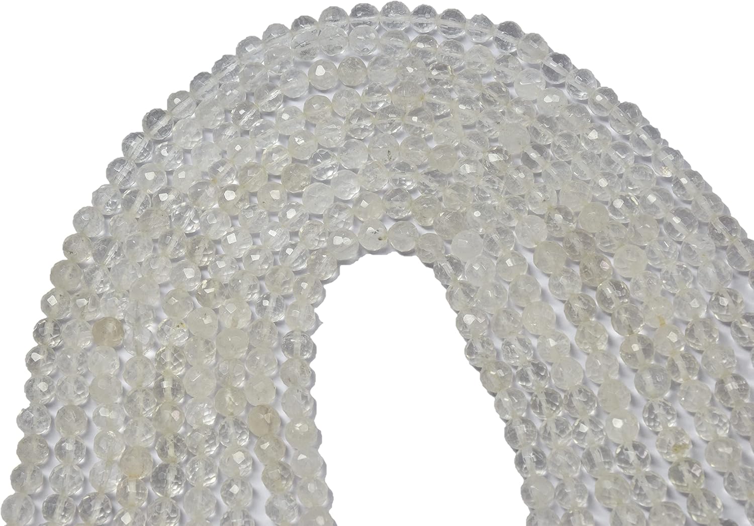 Crystal Quartz Faceted Round Shape Gemstone Beads for Jewelry Making, Jewelry Supplies, Crystal Quartz Beads 10mm Size, 1 Strand Each of 16" Length