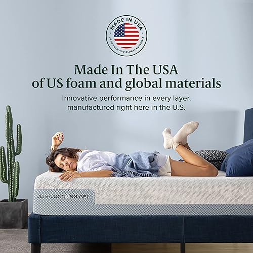 Miniatura 5 de ZINUS - Colchón de espuma viscoelástica de gel ultra refrescante de 8 pulgadas, funda de punto suave fresco al tacto, alivio de presión, certificado
