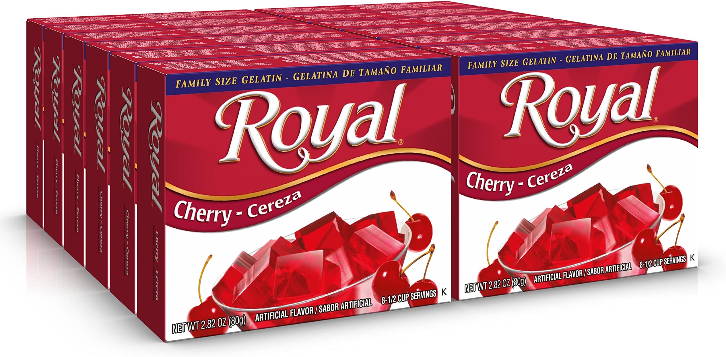 Bilingual Gelatin, Fat Free Dessert Mix, Cherry (12 - 2.8 oz Boxes)
