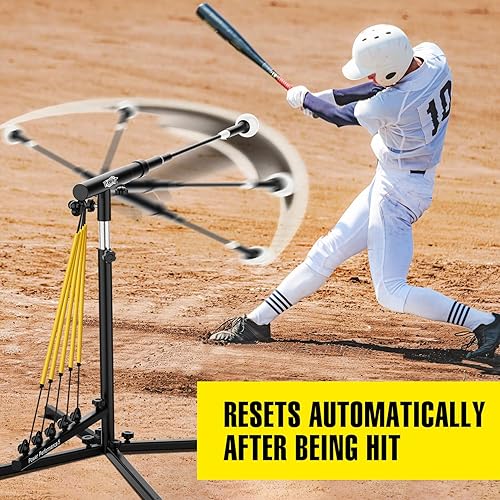 Miniatura 5 de Entrenador de bateo de béisbol y sóftbol con 5 bandas de potencia, equipo de entrenamiento de béisbol con reinicio automático, entrenador de bateo