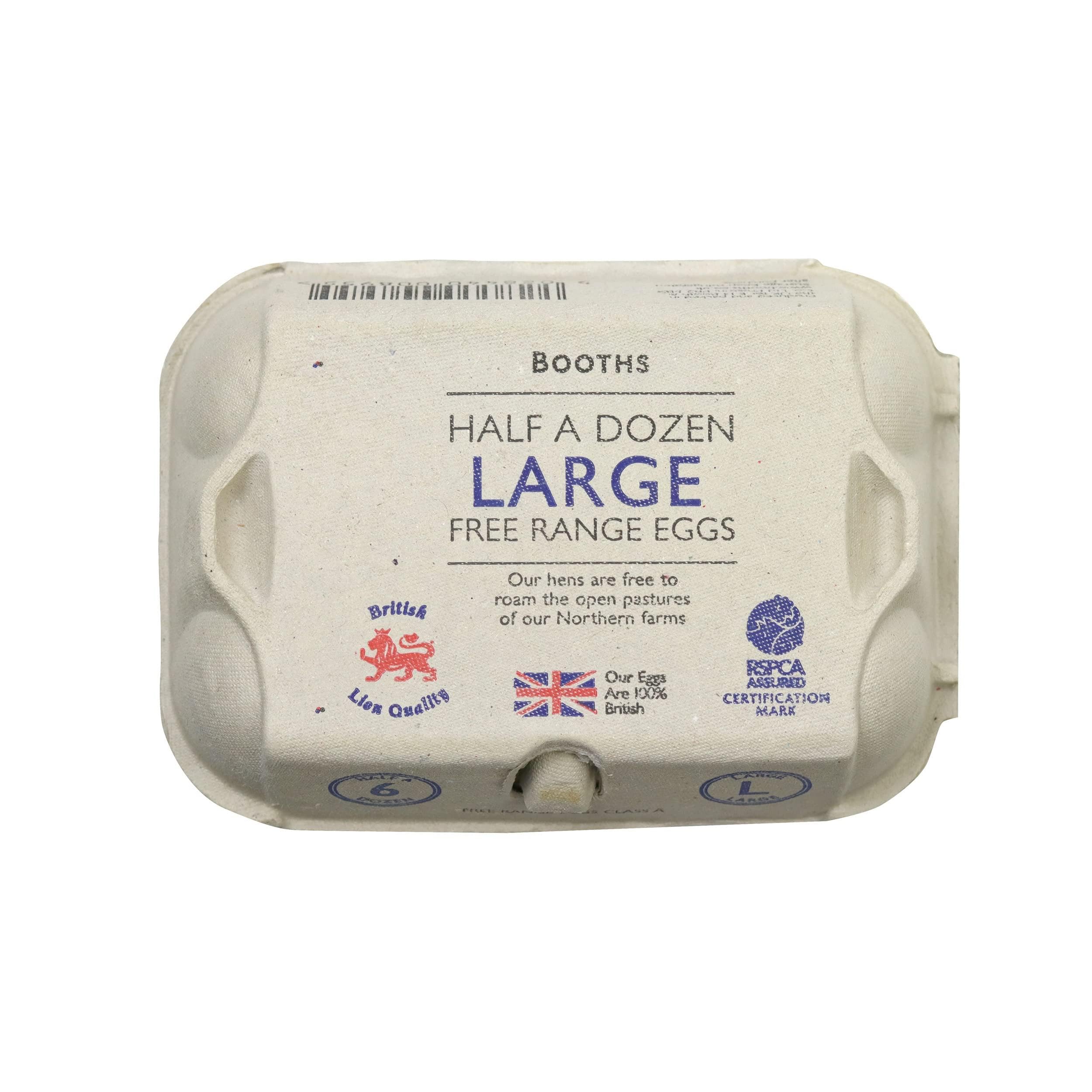 Booths 6 Large Free Range Eggs Half a Dozen