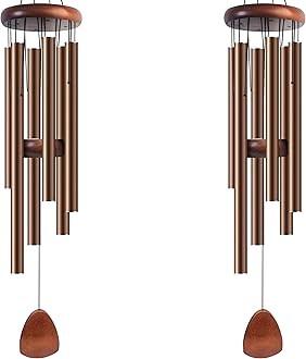 Bursvik Large Aluminium Wind Chimes 37" Inches to Create a Zen Atmosphere Suitable for Outdoor, Garden, Patio Decoration Wind Chimes with Wind Catcher Suitable as A Gift for Unisex(2 Pack Coffe)
