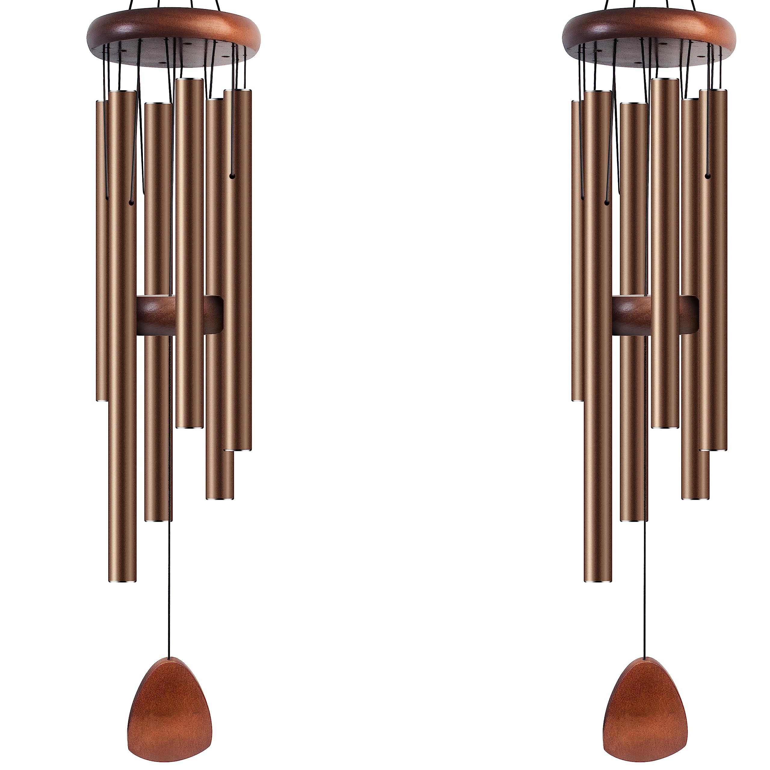 Large Aluminium Wind Chimes 37" Inches to Create a Zen Atmosphere Suitable for Outdoor, Garden, Patio Decoration Wind Chimes with Wind Catcher Suitable as A Gift for Unisex(2 Pack Coffe)