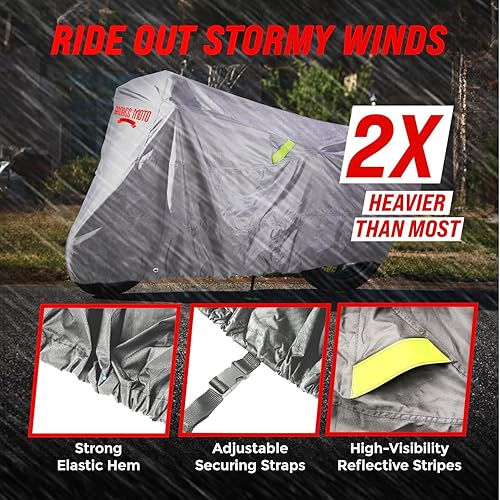 Vista 26 de Cubierta de protección para motocicleta de la marca Badass Motogear, con rayas reflectantes de seguridad nocturnas, escudos de calor, con badass