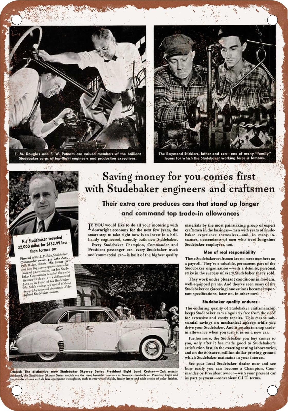 Miaomansenstore Metal Sign - 1941 Studebaker Vintage Ad 07 - Old Retro Rusty Look Home Decor