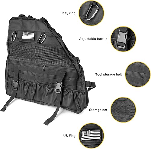 Miniatura 10 de NKCELL POWER Bolsa de almacenamiento de barra enrollable con organizador de múltiples bolsillos, bolsa de almacenamiento compatible con Jeep