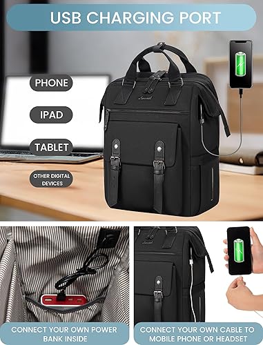 Miniatura 5 de LOVEVOOK Mochila para computadora portátil para mujer, mochila de viaje para trabajo, viajes y viajes, bolsas escolares universitarias, 1