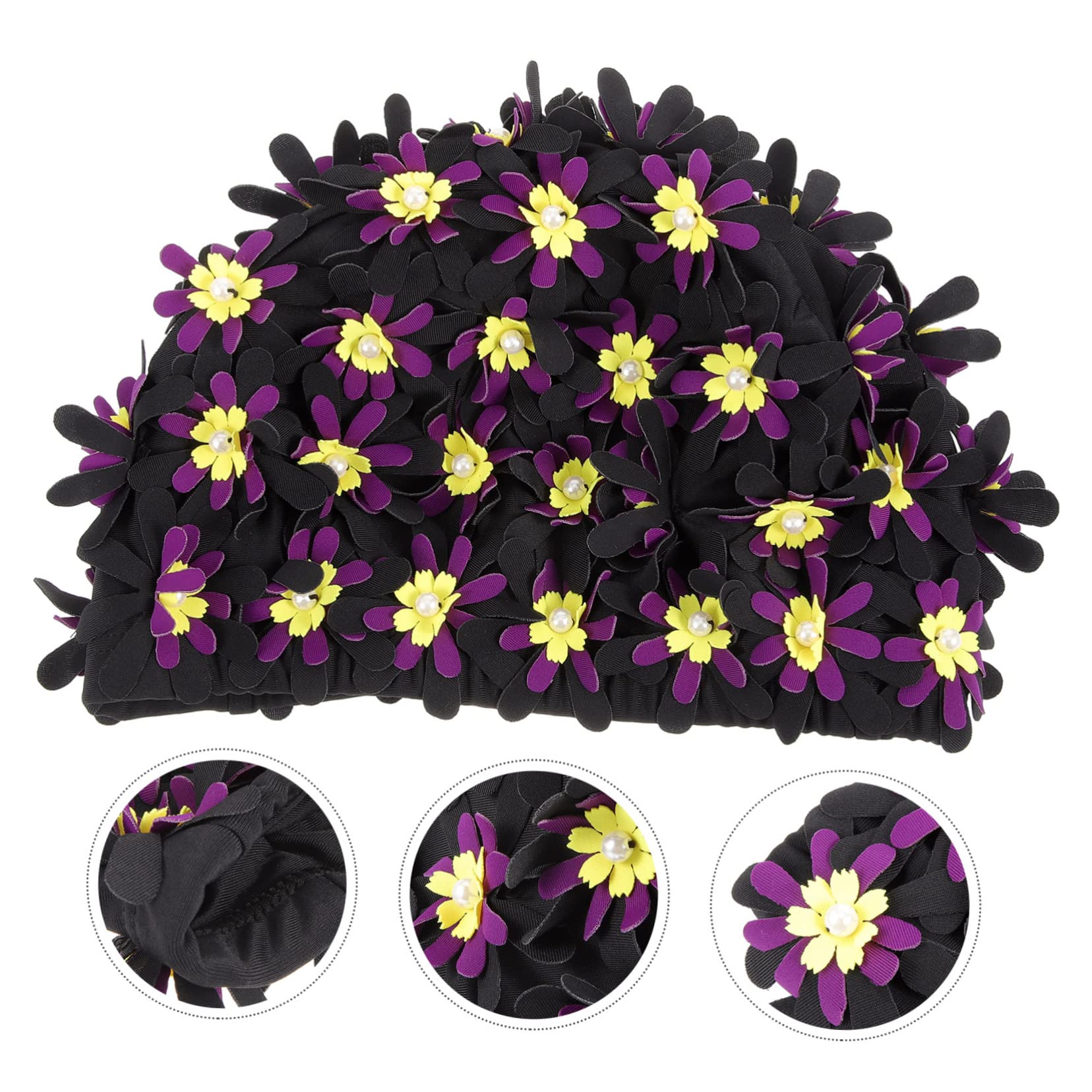 UPKOCH 3 Piezas Gorro de Natación Mujeres con Floral Elástico y Antideslizante Cabello Protección