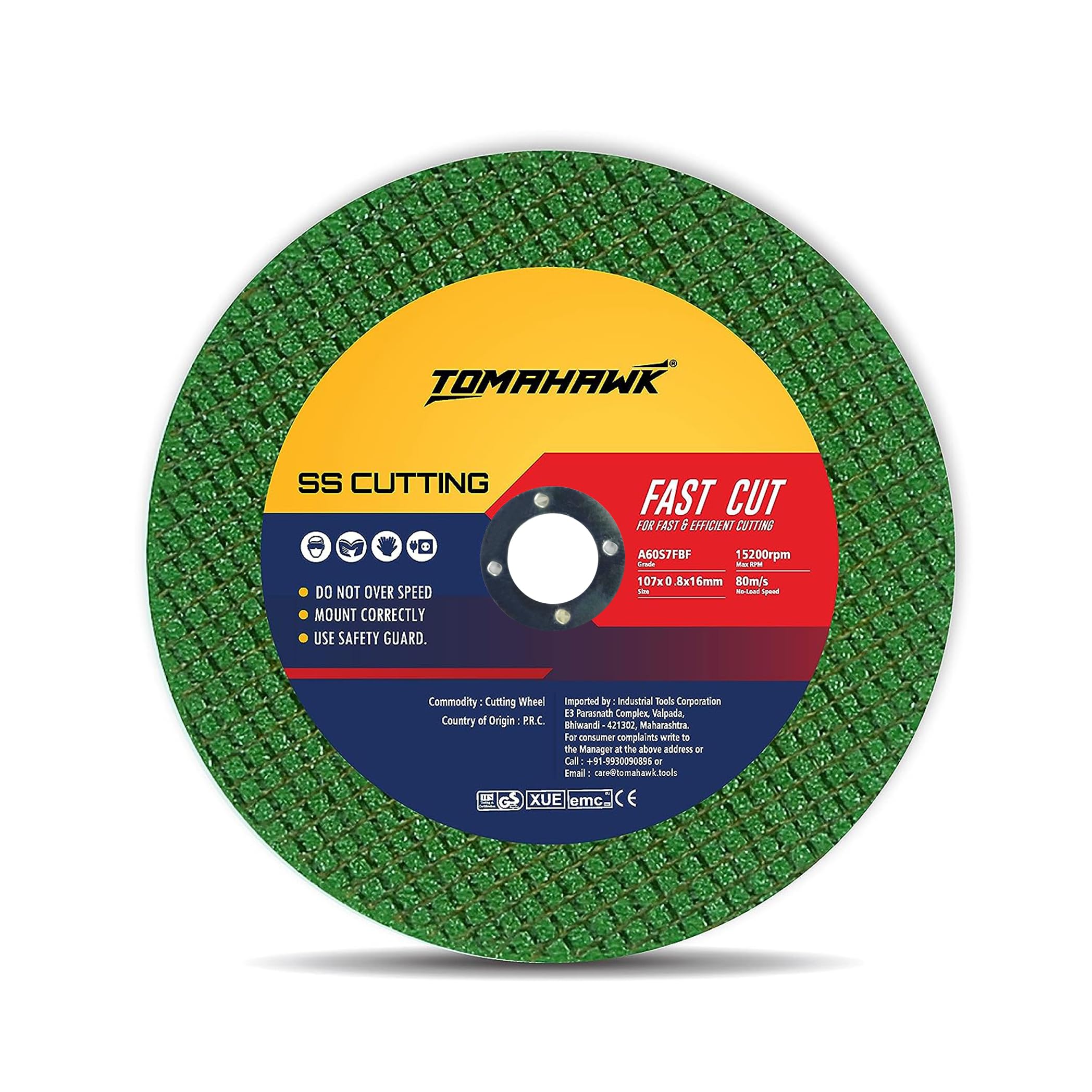 TOMAHAWK® 4-inch Cut Off Wheel – Double Net- for Metal & Stainless Steel- Cutting Pack of 100pcs- Compatible with 4" Angle Grinder -107x1.0x16mm- Green- 6-month warranty (100pc Cutting Wheel)