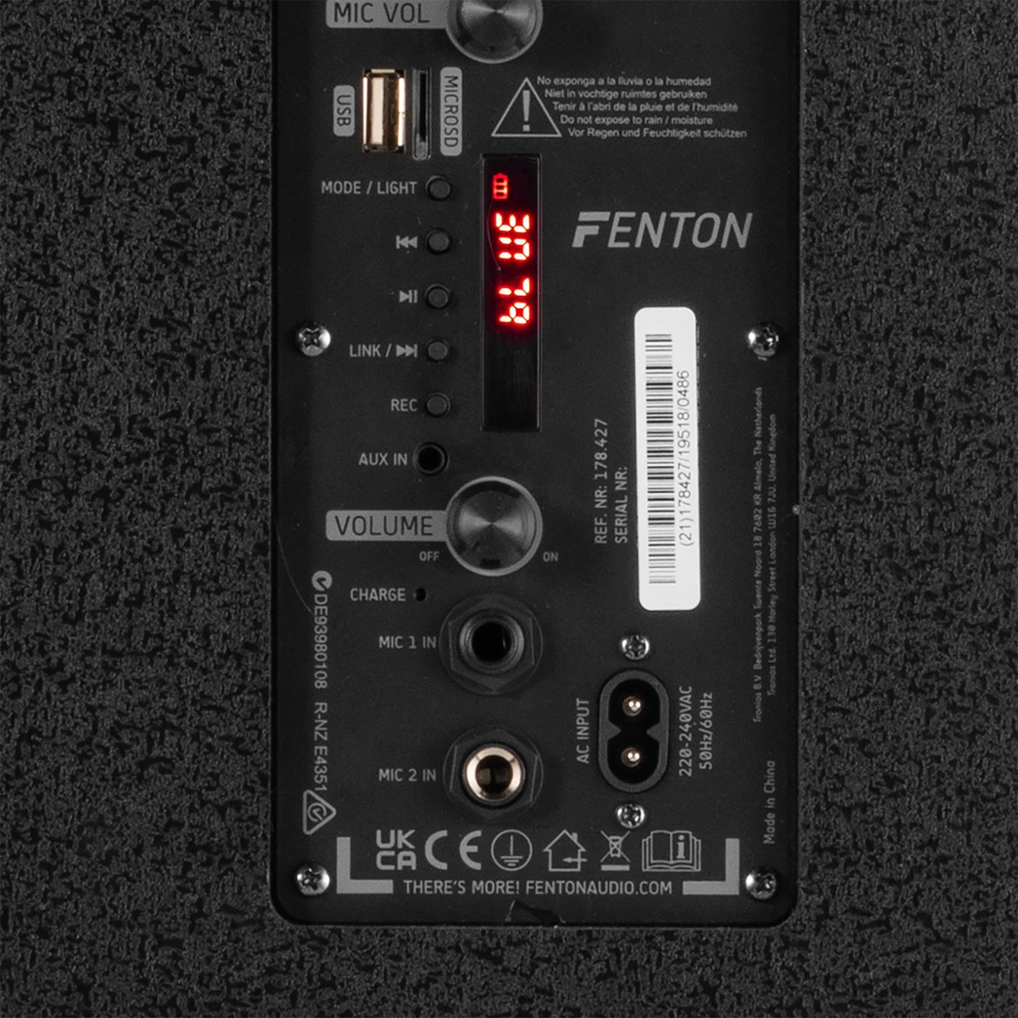 Fenton LIVE290 Enceinte Karaoké Portable 2x8’’ avec Bluetooth - 300 Watts, 2 Micros, Boule Disco LEDs, Lecteur MP3, Autonomie 6H, Une Enceinte Idéale pour Les Soirées Disco avec Effets Lumineux