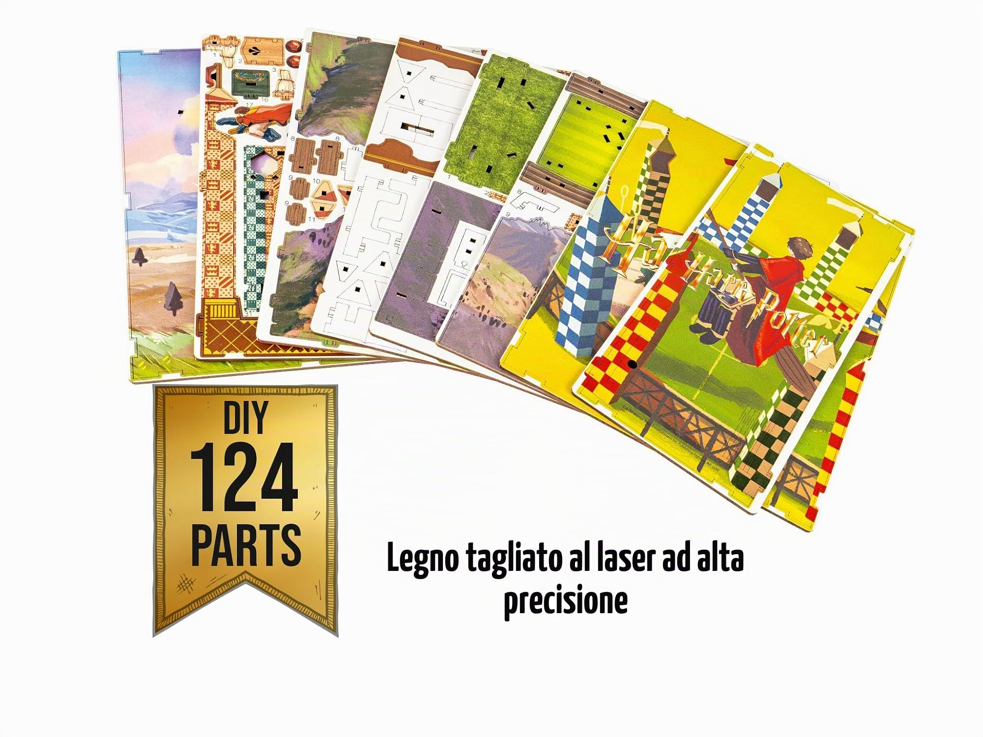 Revell Set modellino Tiny Adventures I Quidditch Field Harry Potter I 3D Miniatura Casa I Book Nook Legno Fermalibri I Regalo di compleanno per fan I Fermalibri Harry Potter