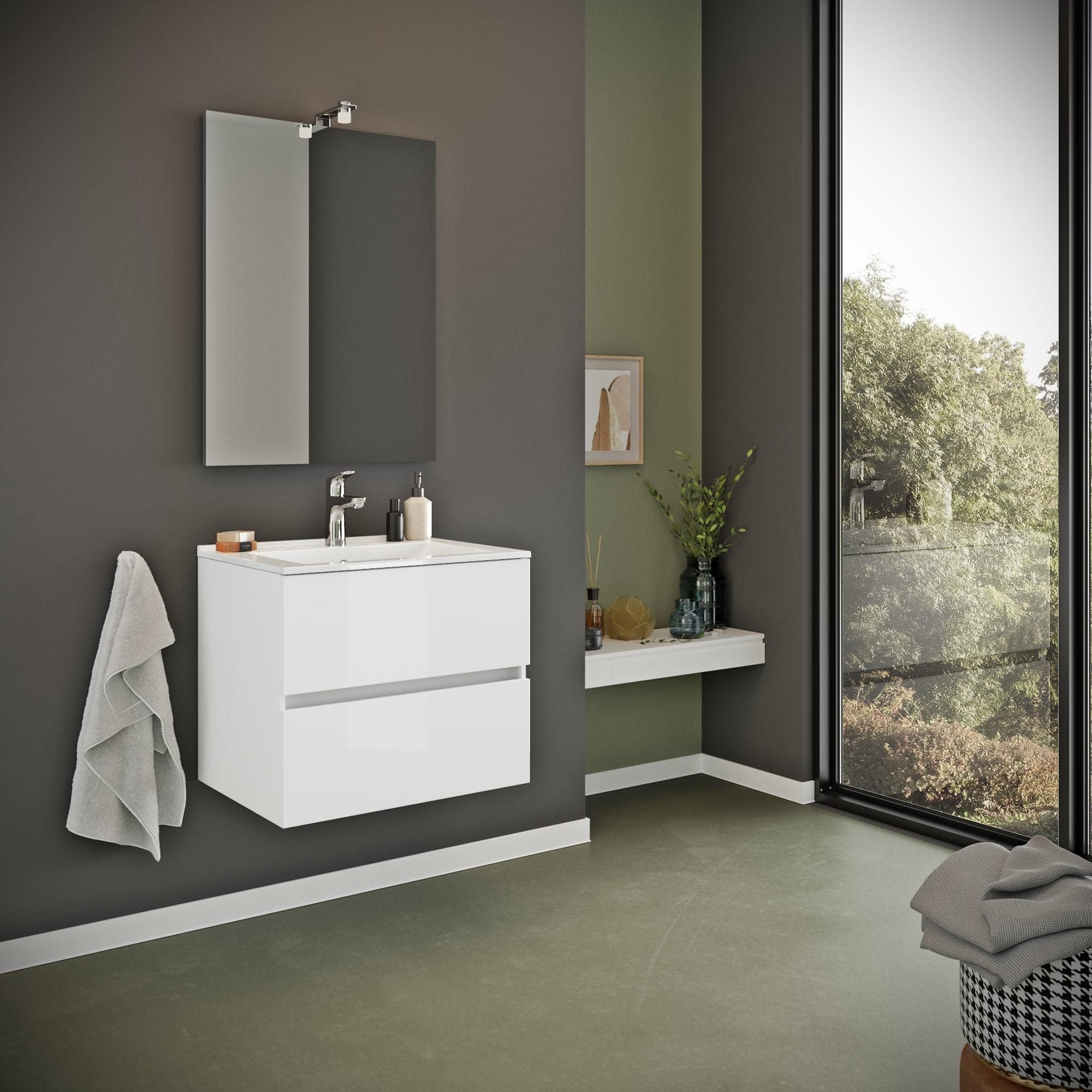 Mobile Bagno 50x40 sospeso moderno con cassetto KLARA Profondità 40