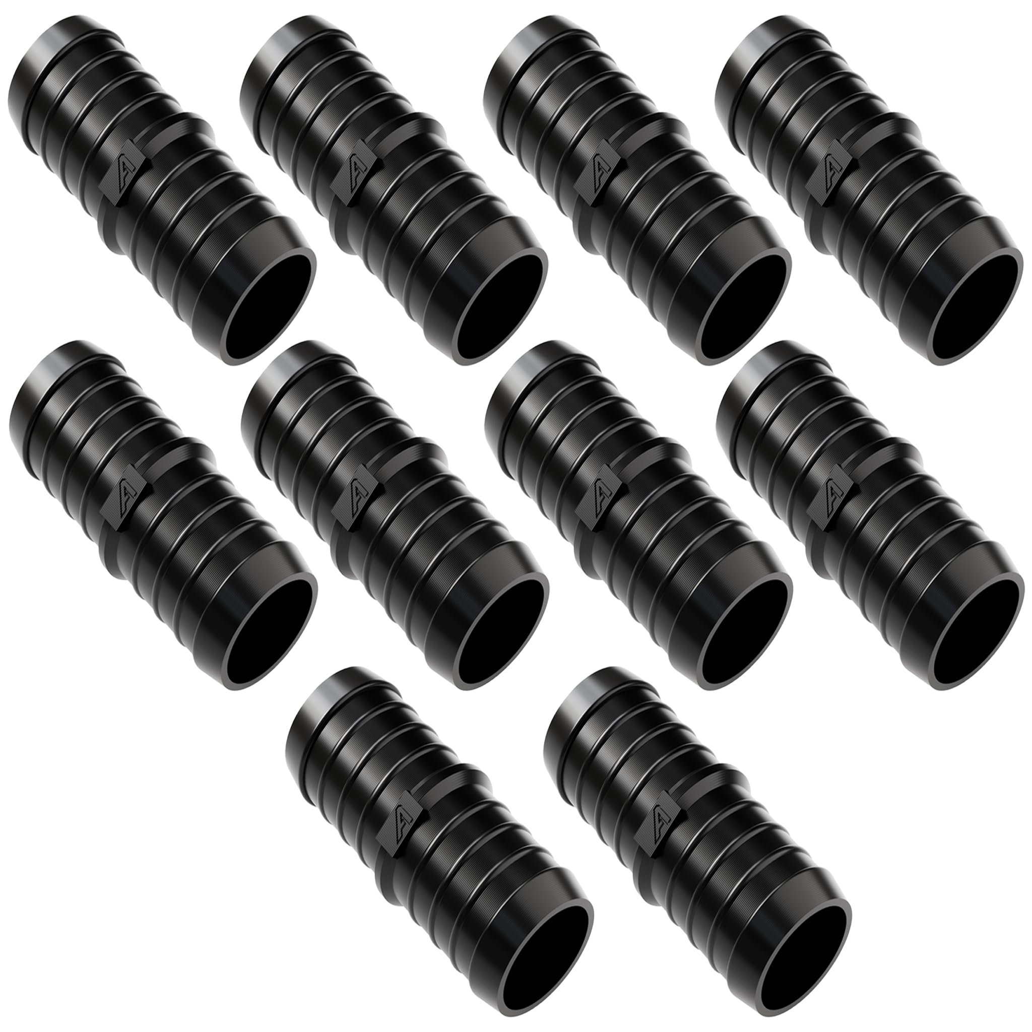 10 Pack - 70mm (2.75 Inch) Plastic Hose Pipe Connector for Garden Hoses, Ponds, Water Pipes, Inline Barbed Joiners