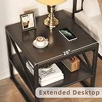 MUTUN 20" Small Nightstand, Mini Fridge Stand, Square Side Table, End Table for Living Room, Bedroom Beside Table, Table De Chevet, Record Player Stand, Black