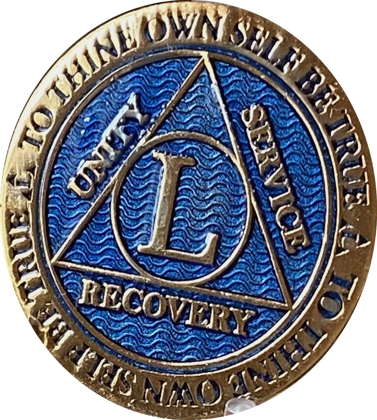 50 Year AA Medallion Reflex Blue Gold Sobriety Chip