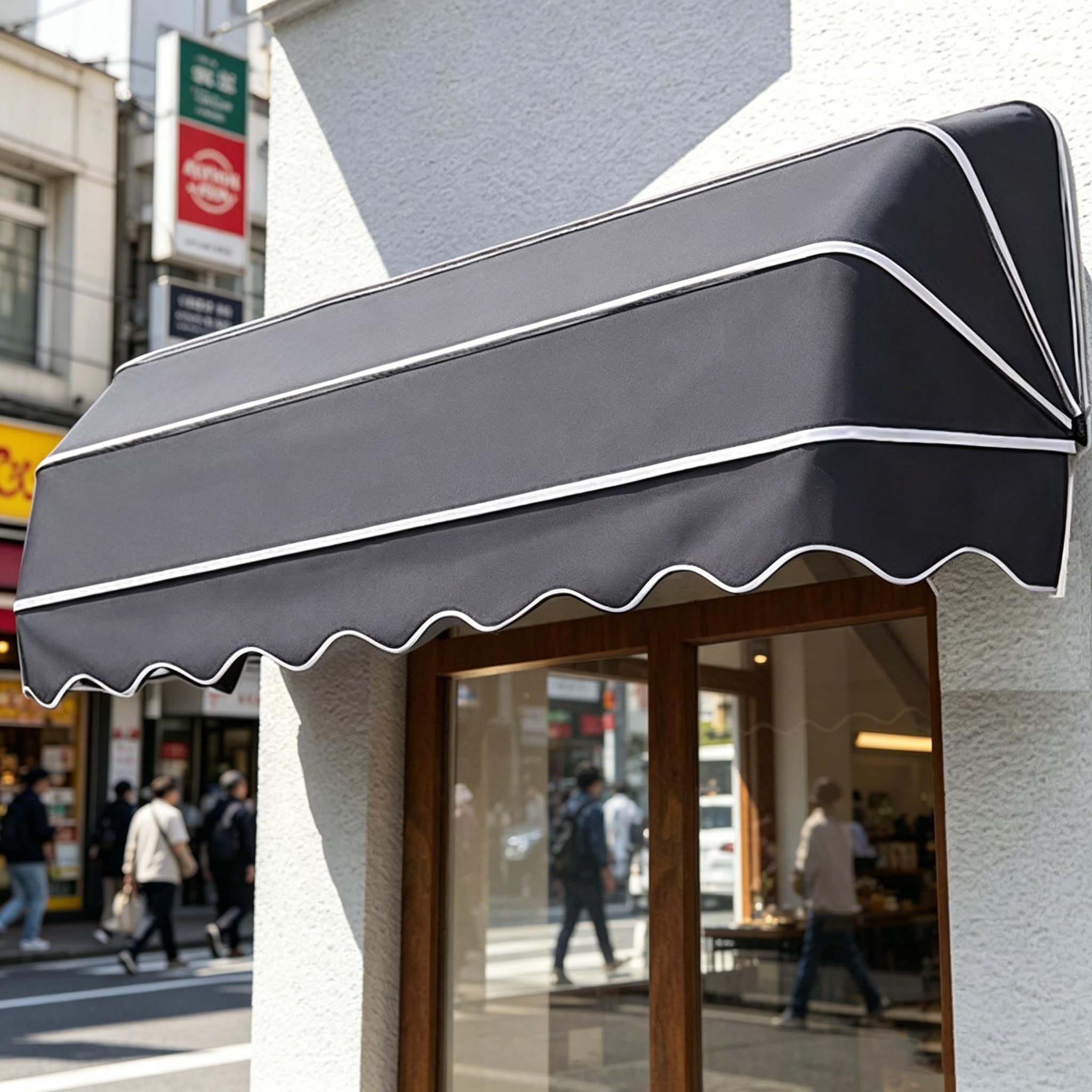 French Curved Awning, Patio Manual Awning Folding Canopy Sun Shade Shelter, UV Rain Snow Protection, Canopies Manual Retractable Roofing Rain Shelter for Outdoor Window Awnings Garden Balcony Porch — image 1