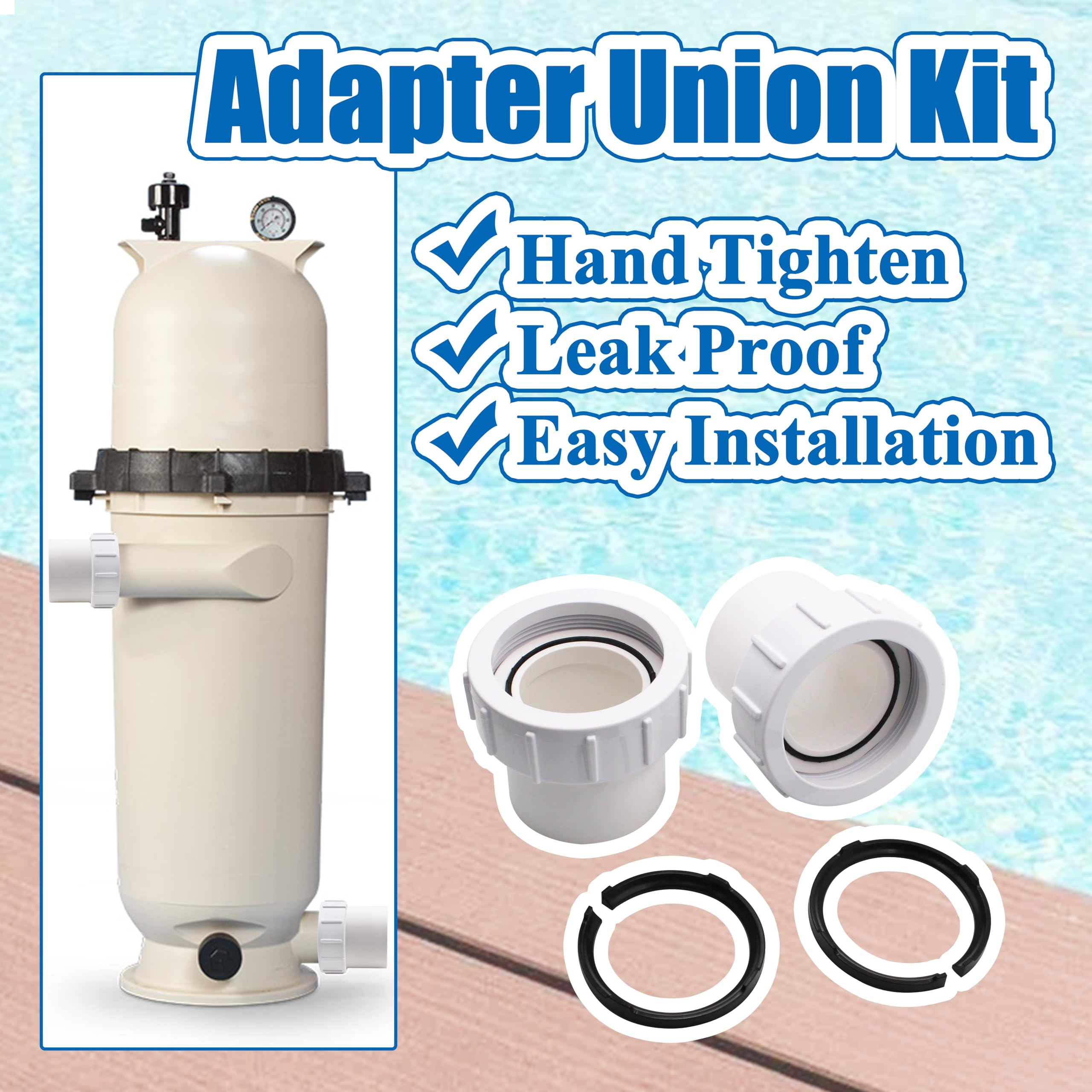 178733Z - Kit de unión adaptador de repuesto para filtro de cartucho PosiClear y CC RP, mitad roscada, pieza de repuesto