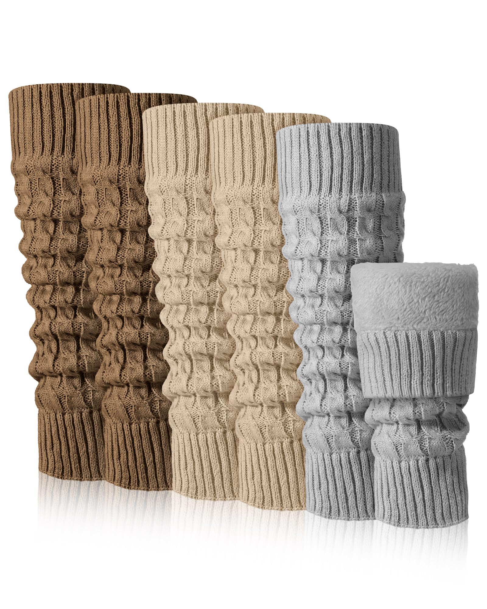 Chuarry 3 Pairs Winter Fleece Lined Leg Warmer for Women Skating Leg Warmer Long Boot Socks for Women