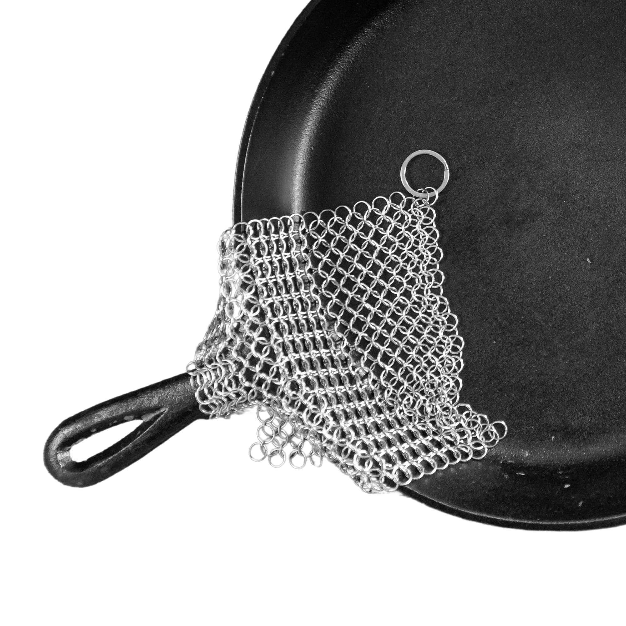 The Ringer Cast Iron Cleaner XL 8x6 Inch Stainless Steel Chainmail