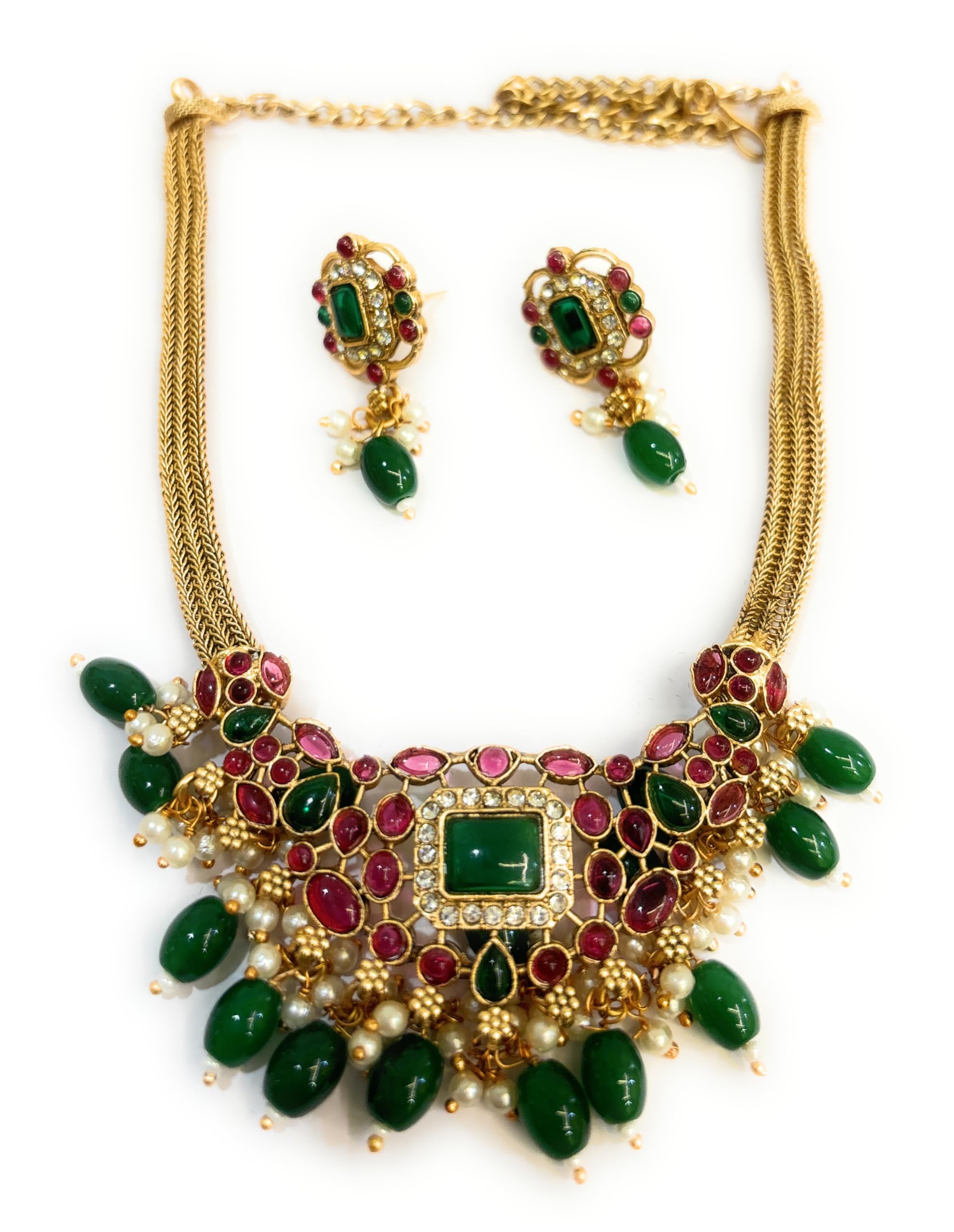 Adyashree Emporium Multicolour Necklace Ruby & Emerald, South Indian Wedding Latest Fashion Traditional Temple Jewellery set for Girls & Women. (B0CXJP2D36) Amazon Price History, Amazon Price Tracker