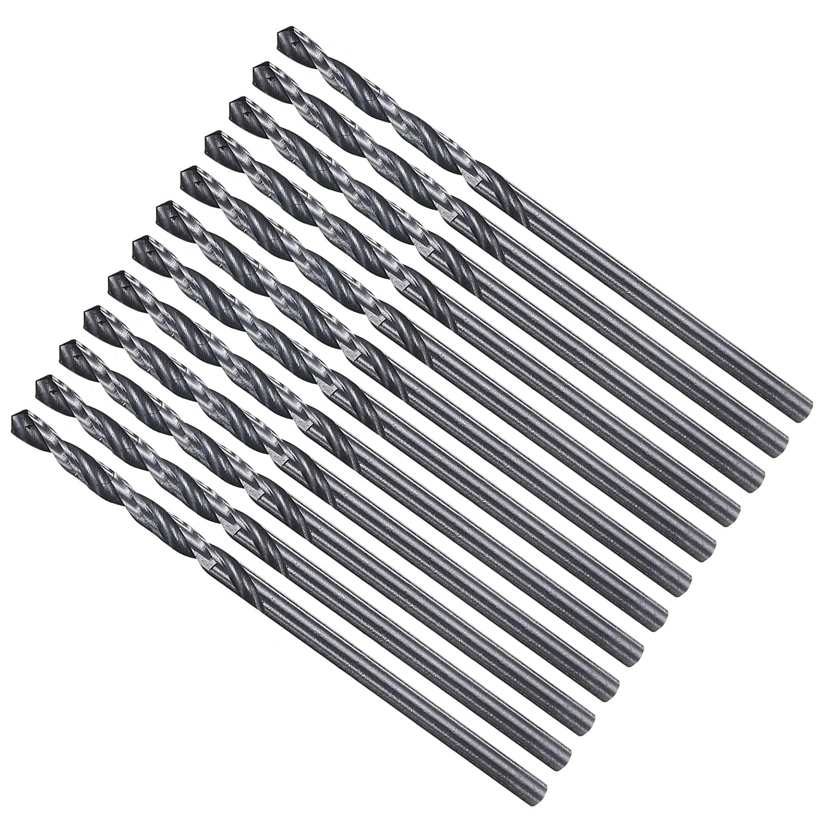 METALLIXITY 2.4mm Drill Bit (3/32") 12Pcs, 4241 High-Speed Steel Straight Shank Nitriding Black 118° for Wood Plastic Iron Copper Aluminum Low Soft Metal — image 1