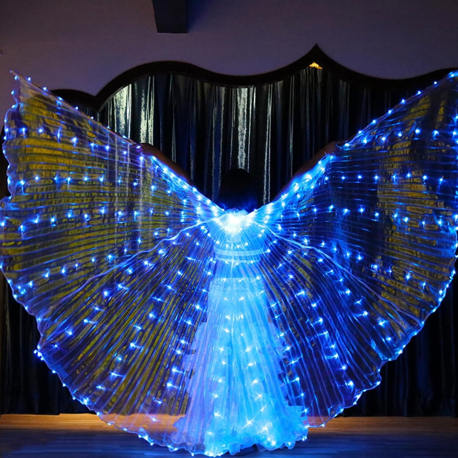 Ragyzity LED Isis Wings Light Up Wings Glow Light Up Belly Dance Costumes, Led Butterfly Wings for Halloween Christmas