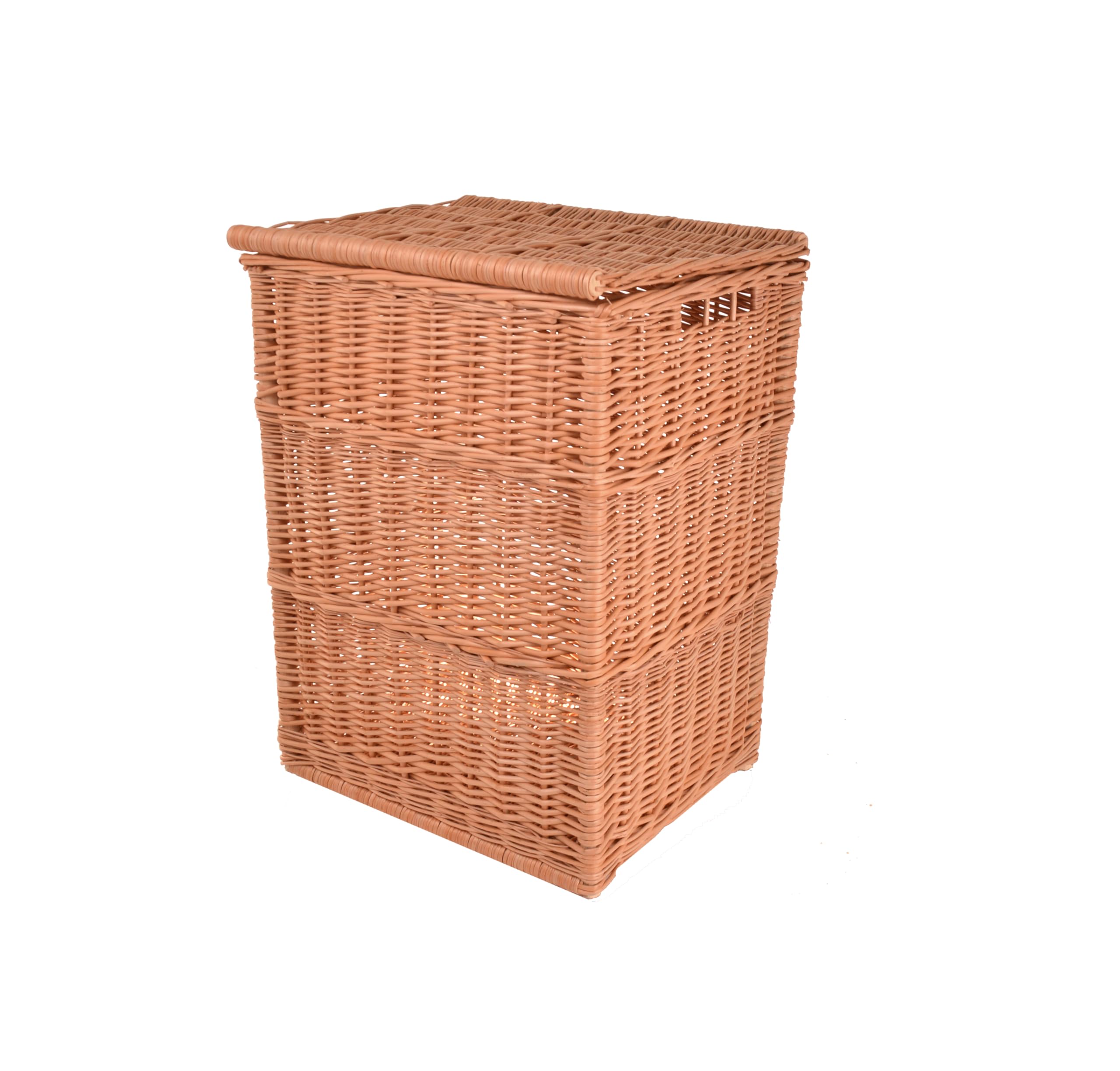 Wäschekorb aus Weide mit Deckel 63x48x38 cm eckig XXL | Natürliche Weide, großes XXL Format, Deckel, eckige Form für Bad, Schlafzimmer und Hauswirtschaftsraum