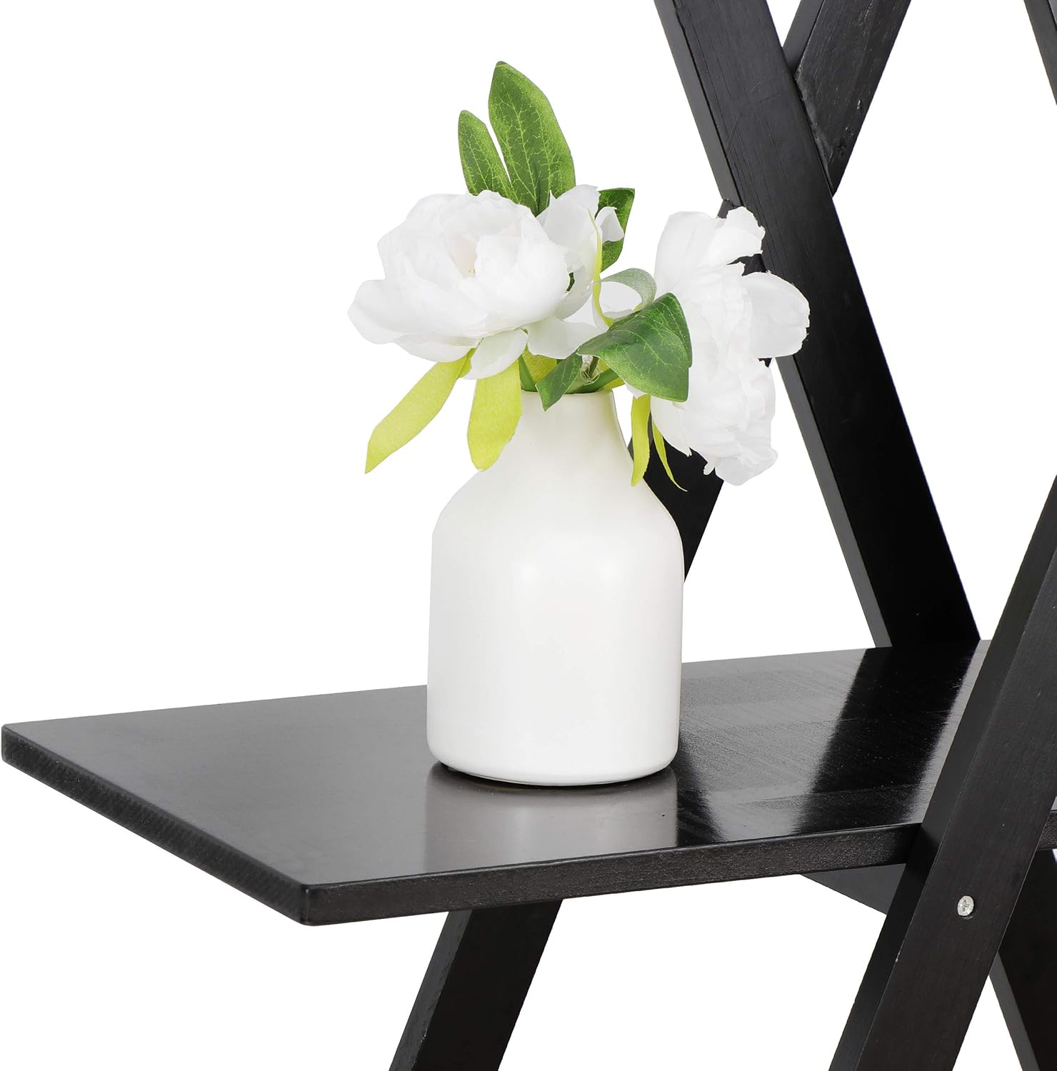 Nouva 4 Tier Ladder Bookshelf Storage Shelves, A Frame Wooden Ladder Open Display Shelves Floor Shlef Storage Furniture for Home Office Living Room Black