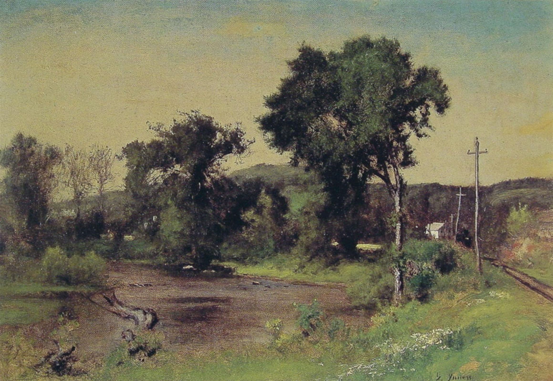 POSTERIIk Vintage Print Pop Art Landscape Artwork Pompton Junction by George Inness Art Prints for Office Home Decor 60x90cm