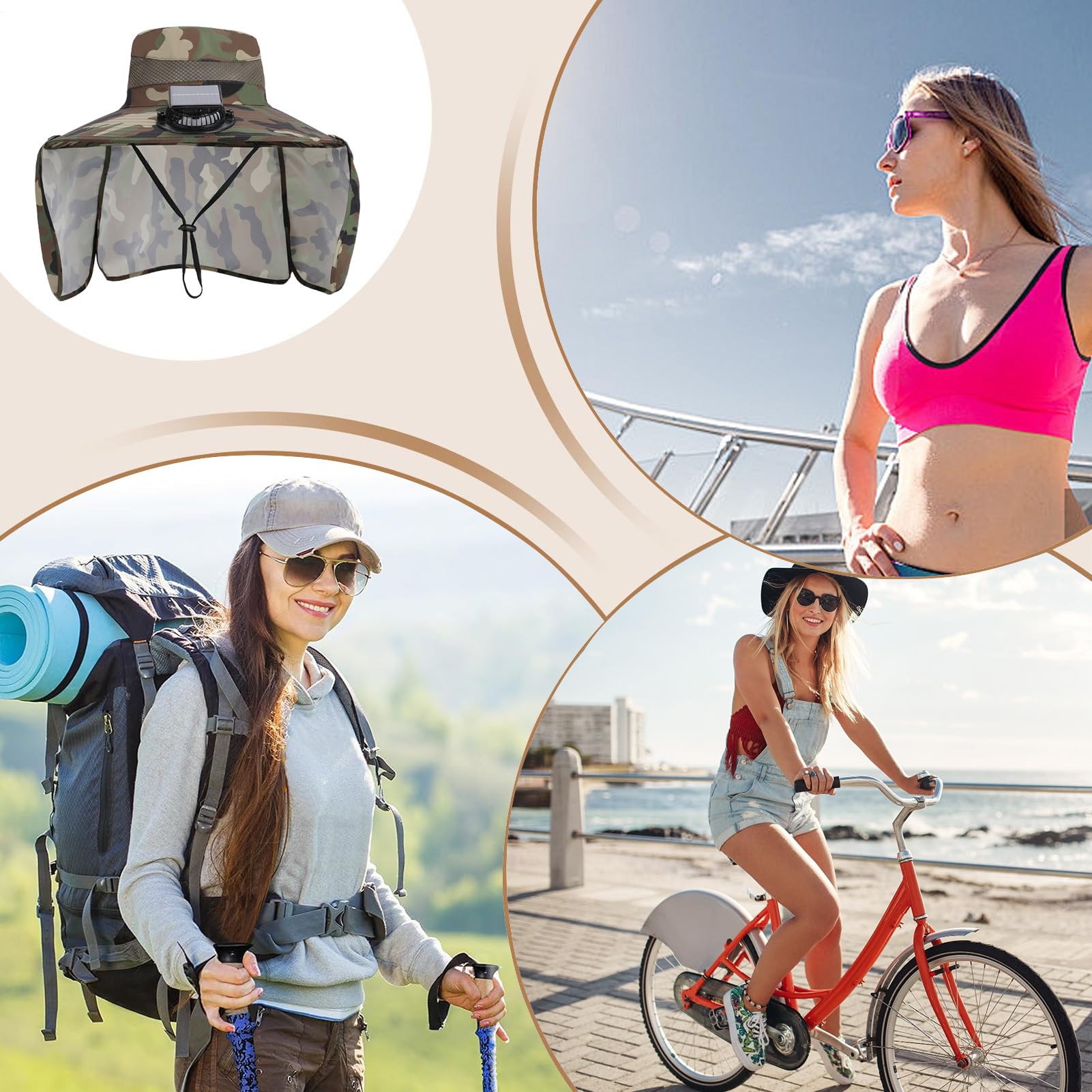 Cappello per ventilatore solare | cappello da pesca traspirante | protezione per la testa a tesa larga con ventilatore solare rimovibile e sottogola per viaggi, sport, attività all'aperto