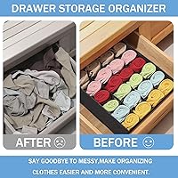 Vista 3 de Cubos de Almacenamiento Plegables Cajón Organizador de Ropa Interior con Divisores, Organizador Bajo Gabinete Cajas de Almacenamiento de Tela de 24