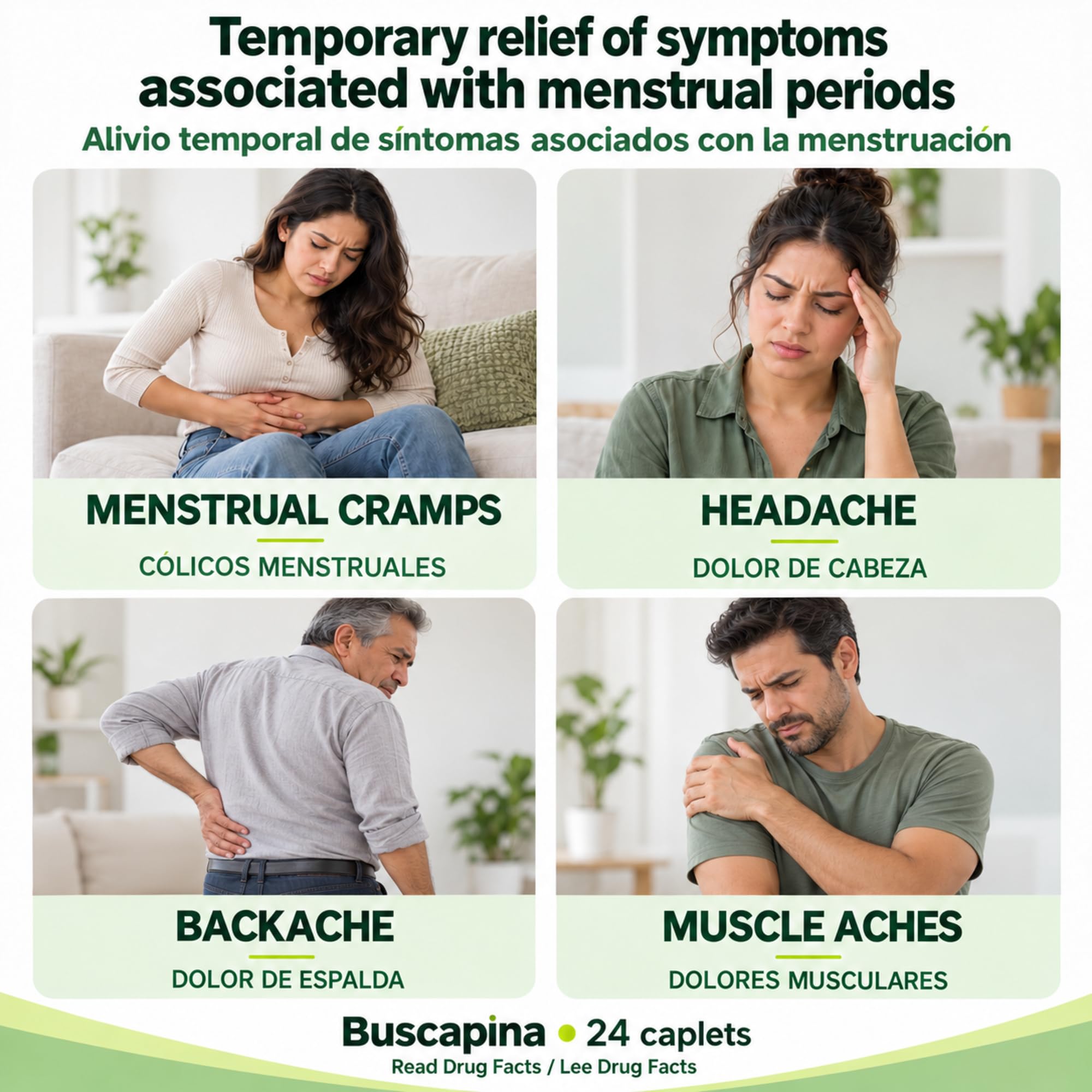 Buscapina Menstrual Pain Relief Caplets, Cramps & Bloating, 24 Count — Amazon image 2