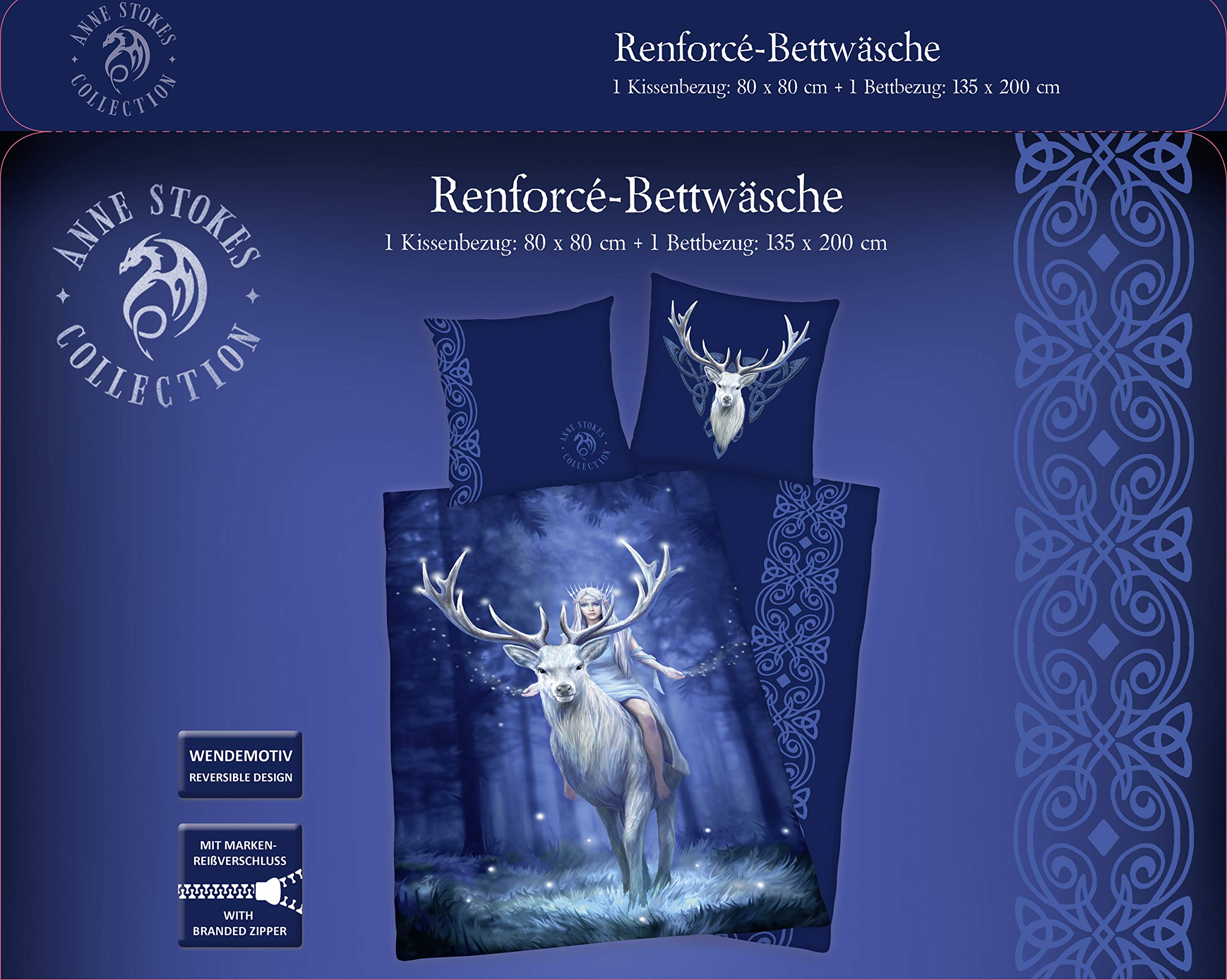 Herding Anne Stokes zestaw pościeli, bawełna, niebieski, rozmiar niemiecki