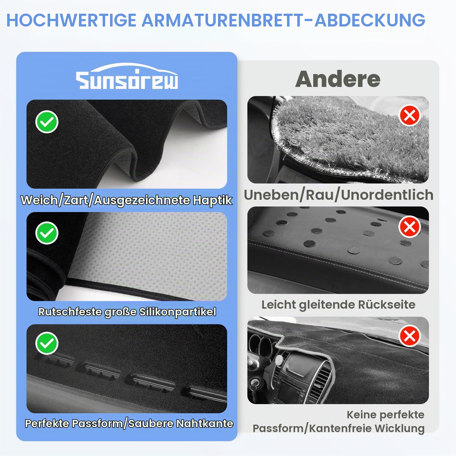 Sunsdrew Armaturenbrett-Abdeckung für Hyundai Santa Fe MX5 2024 2025 2026 Armaturenbrett-Abdeckung Matte für Santa Fe Zubehör, Sonnenschutz, Rutschfester Netzschutz, Keine Blendung (mit HUD)