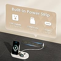 Vista 5 de Huuger Soporte de TV de 63 pulgadas para TV de 65, 70 pulgadas, cómoda larga con 11 cajones con tomas de corriente y luces LED, centro