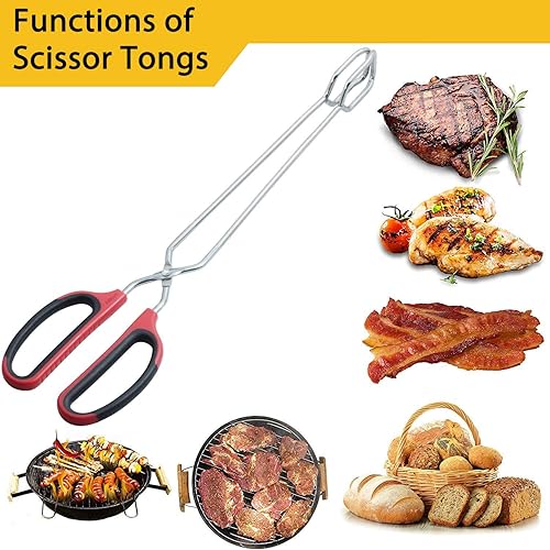 Miniatura 5 de Pinzas de tijera de acero inoxidable con mango de agarre cómodo, pinzas para asar de 16 pulgadas de largo, juego de 2