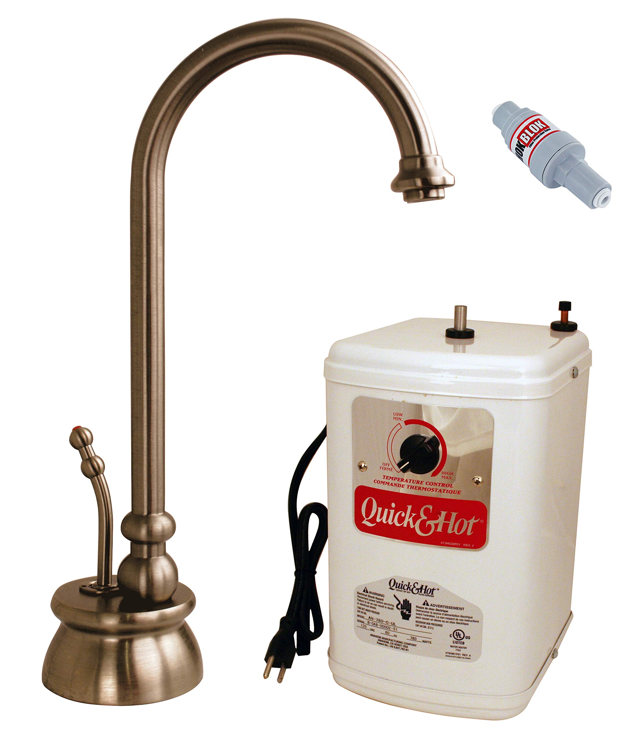 Westbrass A261HFP-11 10" Calorah 1-Handle Hot Water Dispenser Faucet with Instant Hot Tank, Antique Copper