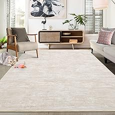 GlowSol Area Rug 10x13 Washable Rugs Gray Geometric Printed Rug Border Mat Foldable Solid Rugs Modern Rug Neutral Rug Large Print Rug Non Slip Carpet Living Room Rug Dining Room Office Farmhouse Rug