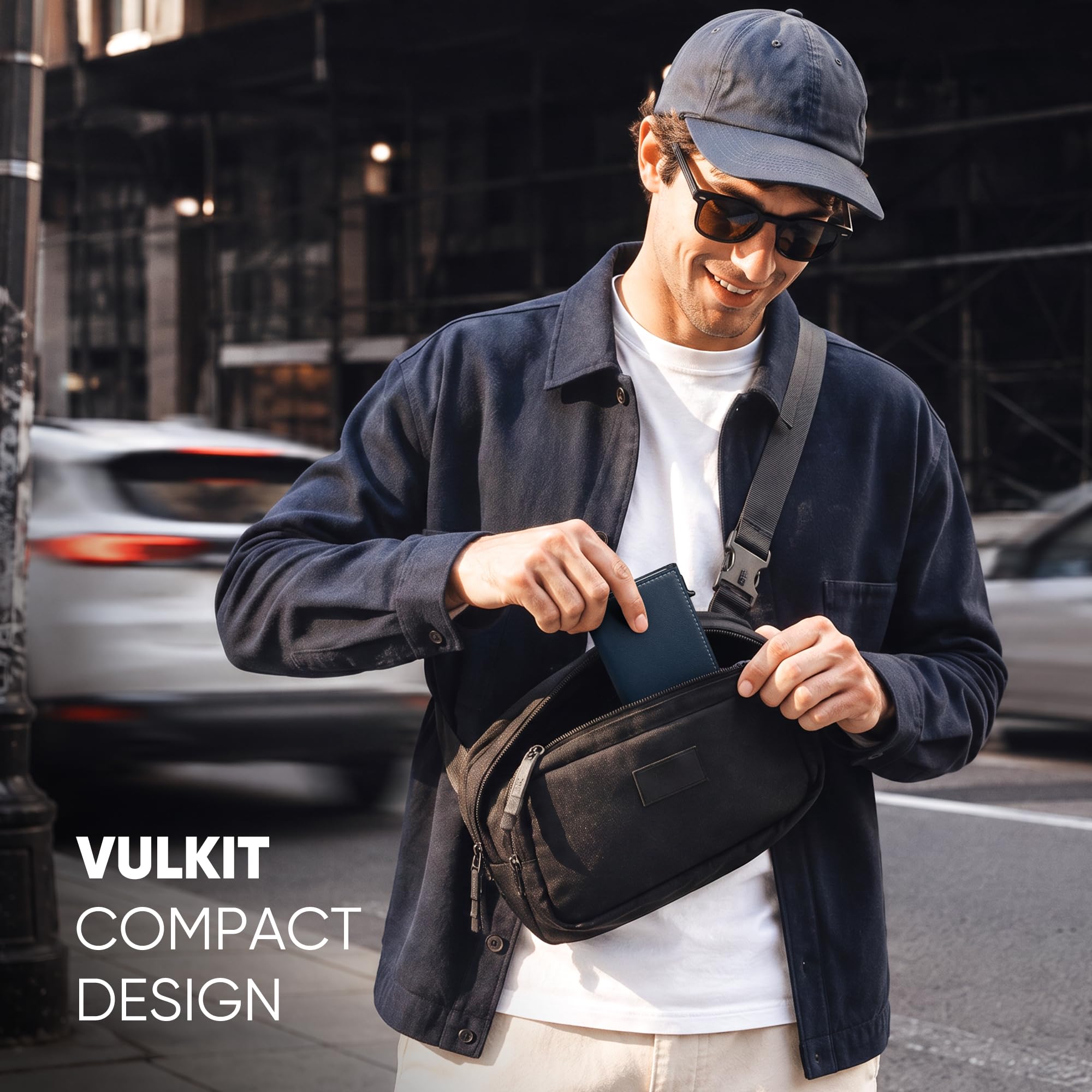 VULKIT Cartera Hombre con Tarjetero Pop-up, Bloqueo RFID y Cierre Magnético