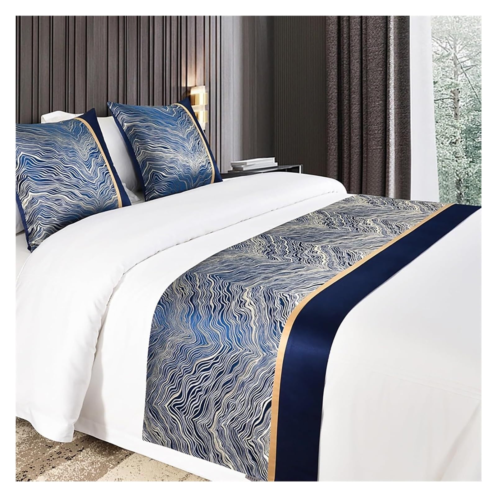 JFGCTYHXY Bed linen throws, Bed Runners For King Size Splicing Bedspread Throws(Blu,50 * 50cm(No core))