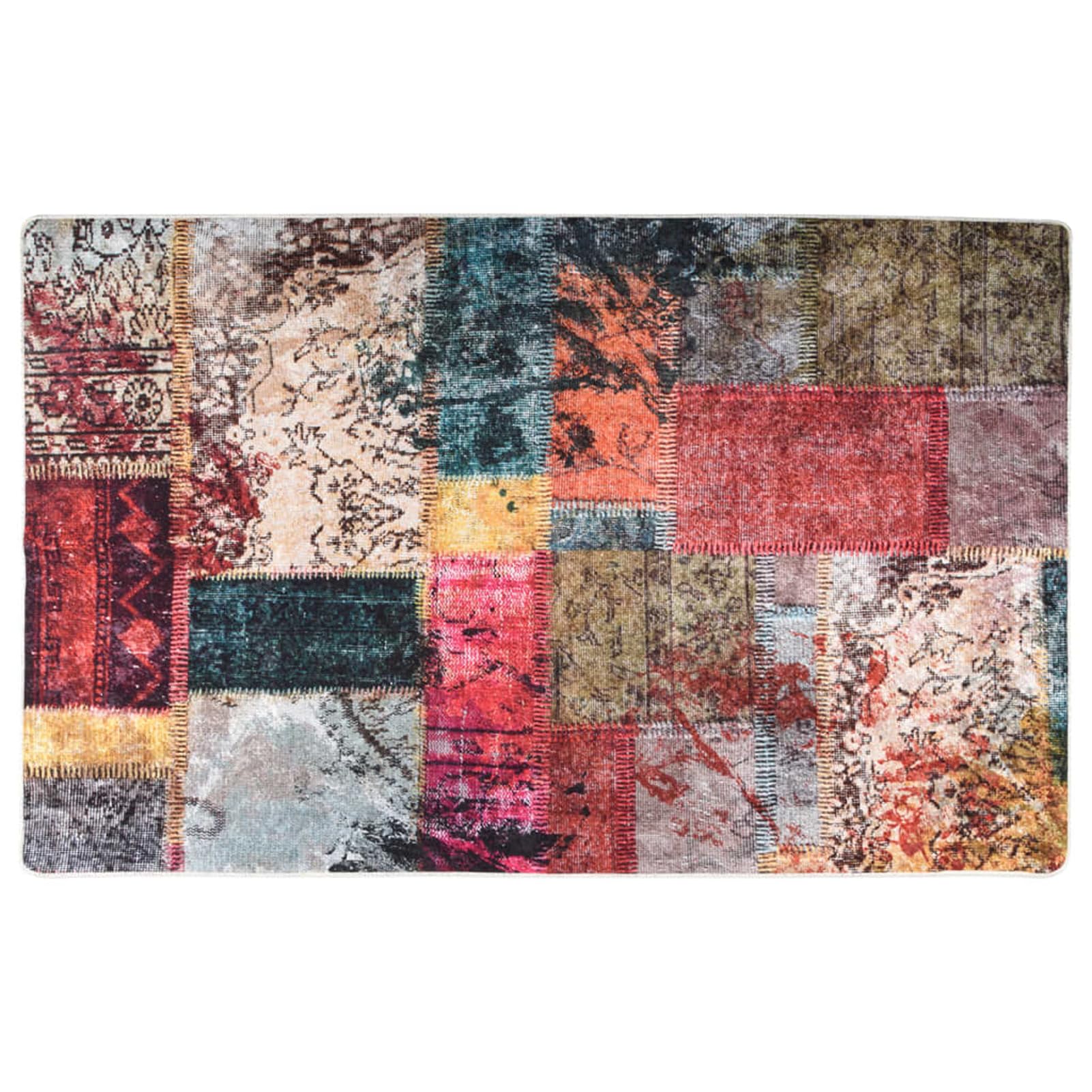 Tapis antidérapant patchwork lavable à poils épais qui ne perd pas ses poils