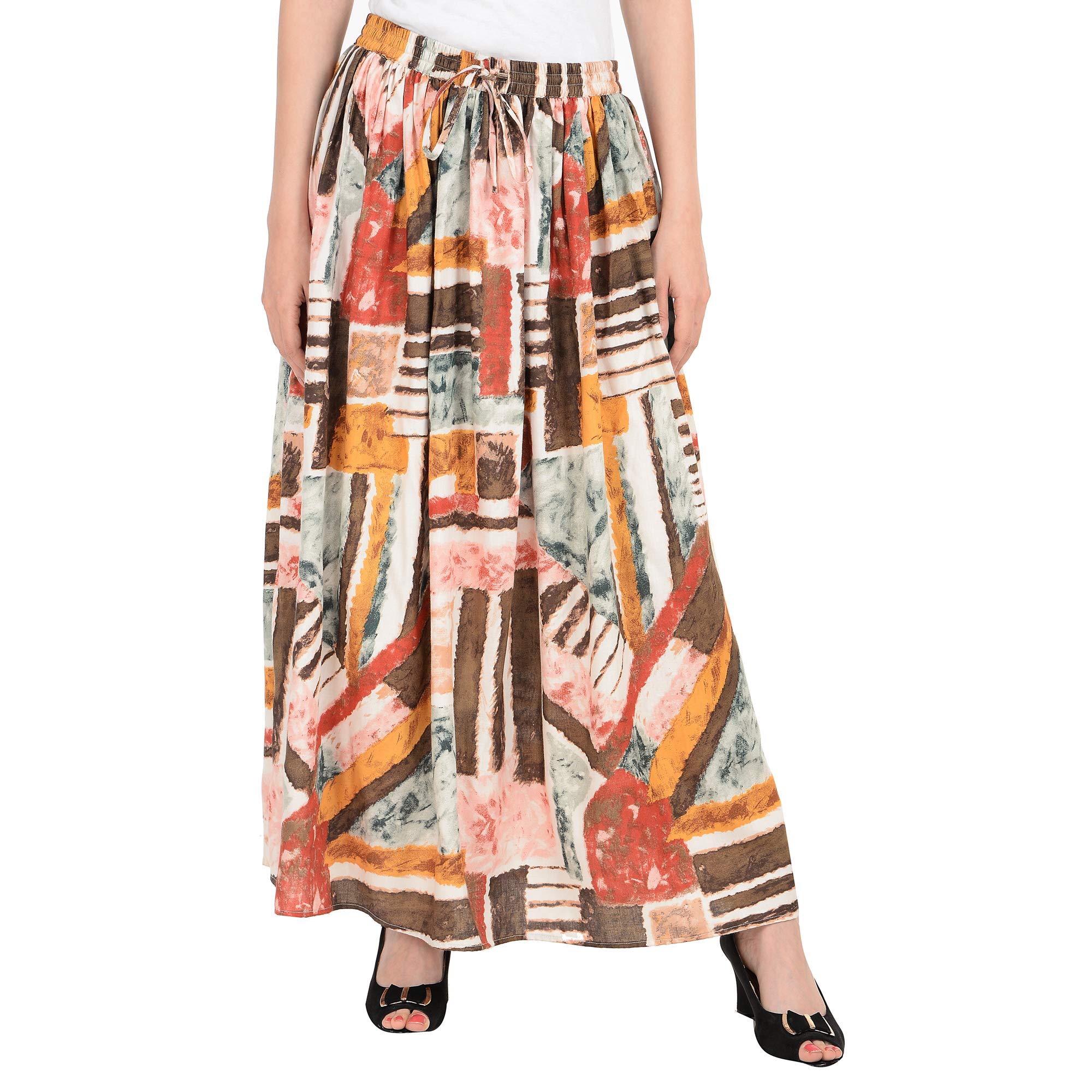 cotton breeze Women's Rayon Long Skirt (FP350) Multicolour-picture-39
