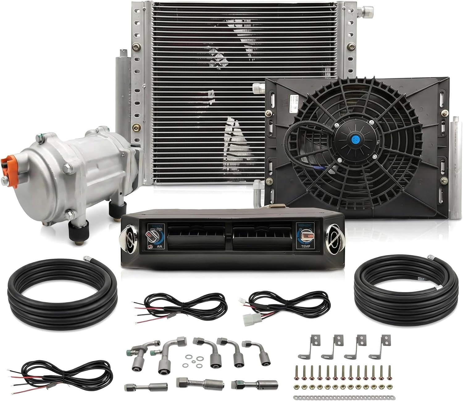 12V Air Conditioner 11000 BTU Under Dash Air Conditioner with Heating, Universal 12 Volt A/C Kit System,Air Conditioner with Heat AC Unit for Classica Car, Automotive, Truck, ATV, Pickup