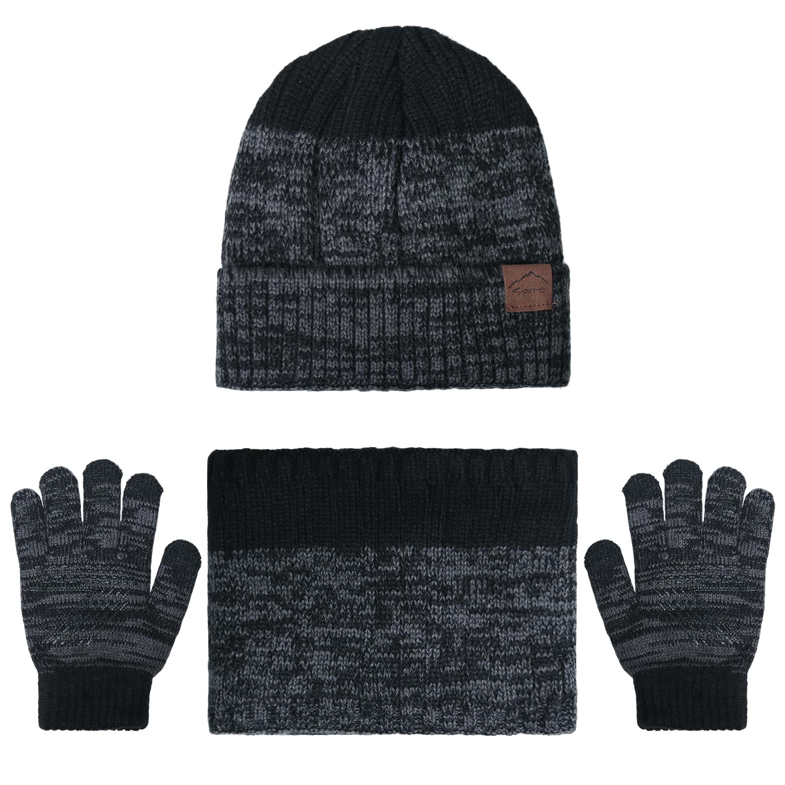 Gorro Invierno Niño Niña Braga Cuello Guantes Térmico Gorro de Punto Braga Cuello Polar Guantes de Pantalla Táctil para Niños Niñas 4 a 10 Años