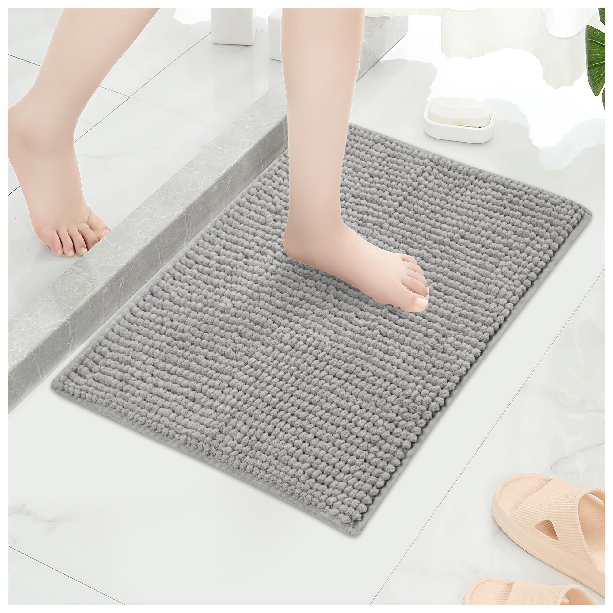 Bathroom Rug Mat Extra Soft Non Slip Absorbent Water Bath Rug Quick Dry Machine Washable Bath Mats for