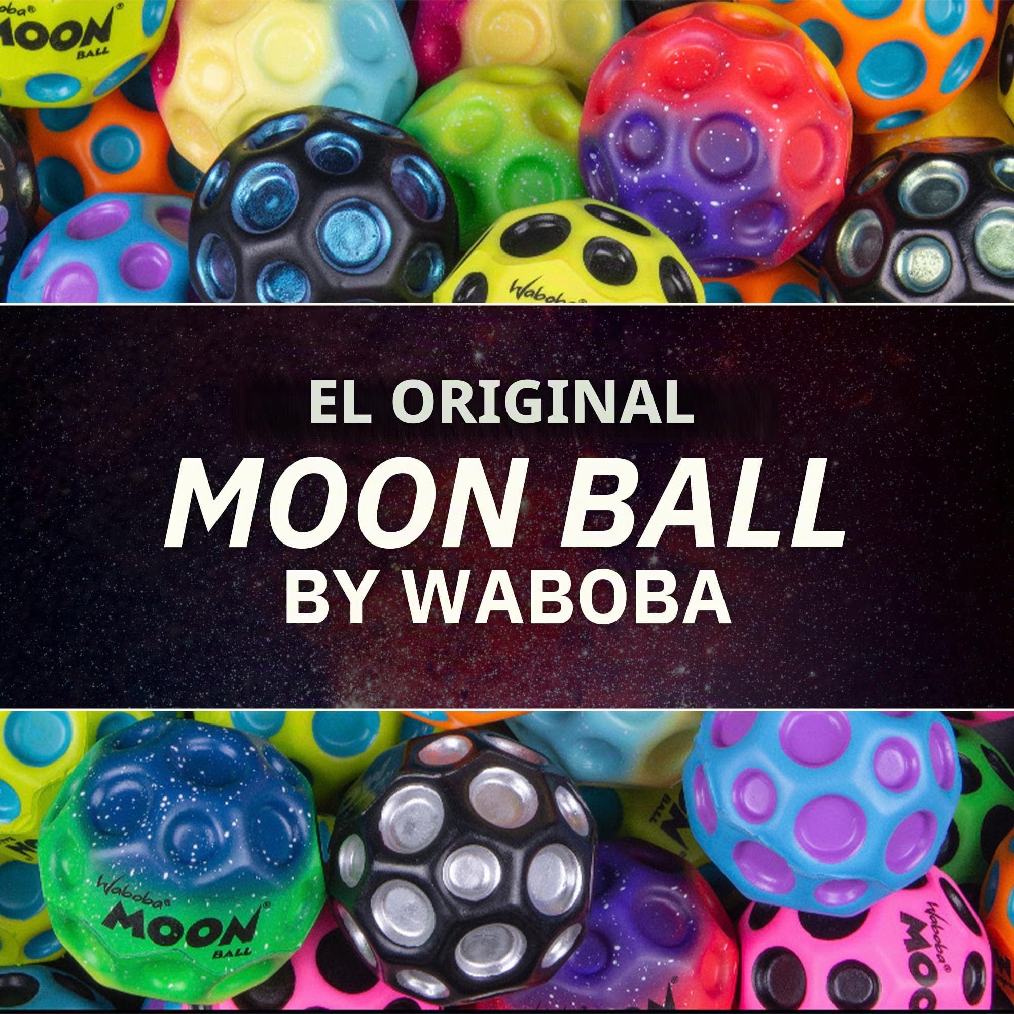 Waboba Moon Ball – Pelota de Goma de Salto más Alta – Diseño Original Patentado – cráter de Pelota Produce un Sonido de Rebote al impactar – Fácil de agarrar – Flummies para niños