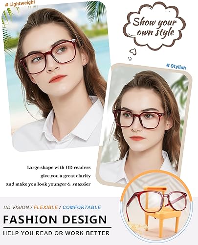 Miniatura 2 de MARE AZZURO Gafas de lectura de gran tamaño para mujer, lectores cuadrados grandes 1.0 1.25 1.5 1.75 2.0 2.25 2.5 2.75 3.0 3.5 4.0 5.0 6.0