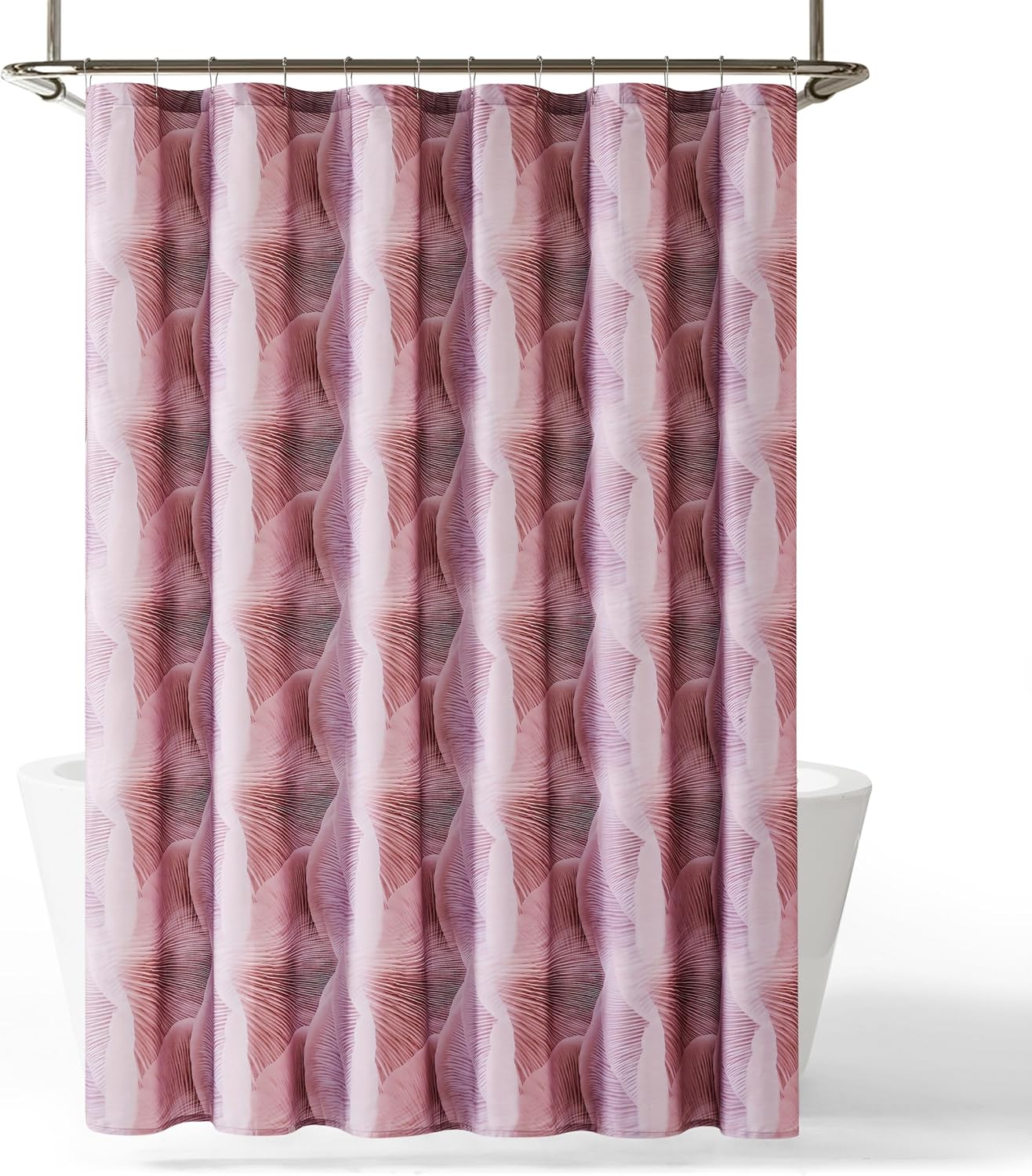 Lush Decor x Chuks Collins Gilded Spore Cotton Shower Curtain Single 72" W x 72" L Rose - Bath Curtain - Bathroom Accessory - Pink Shower Curtain - Luxury Home Decor
