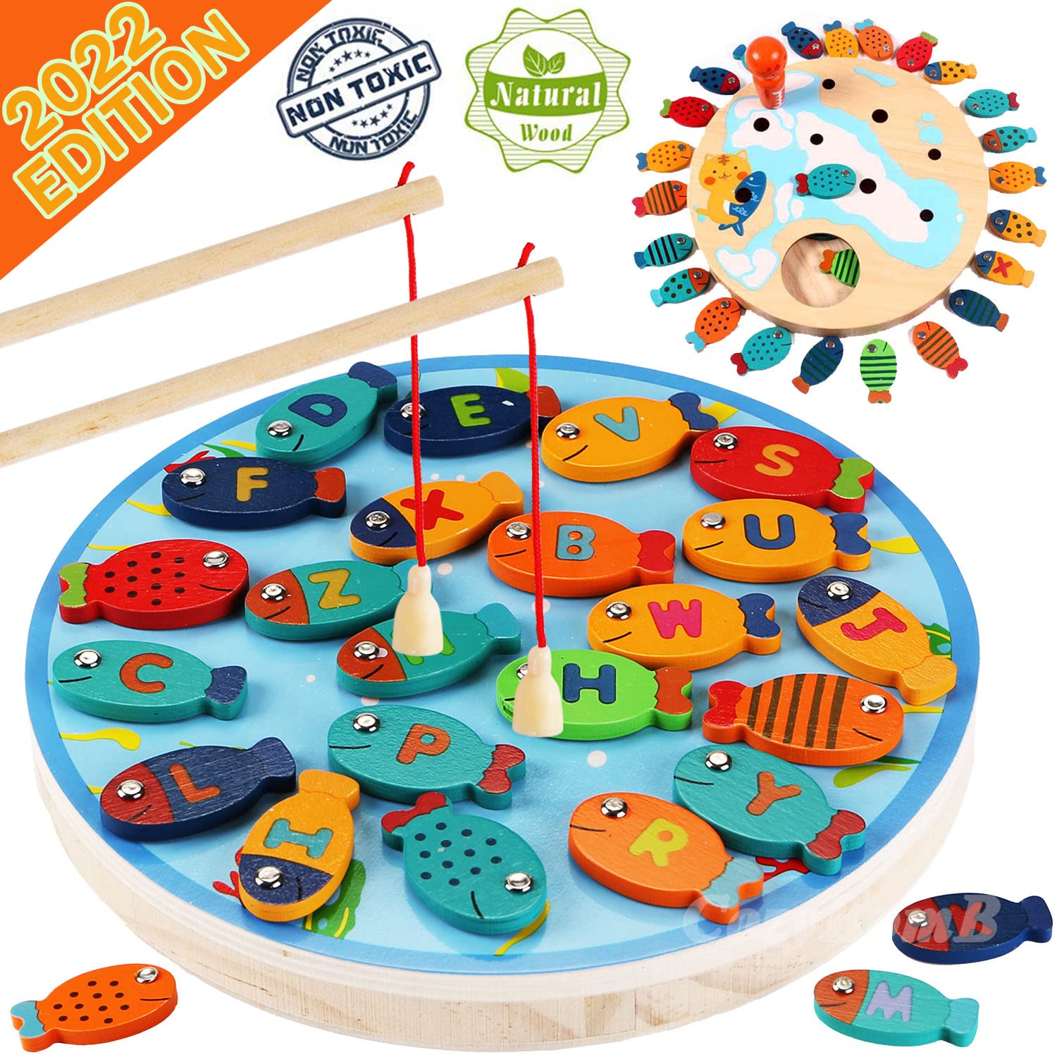 Buy CozyBomB Magnetic Wooden Fishing Game Toy For Toddlers Alphabet 
