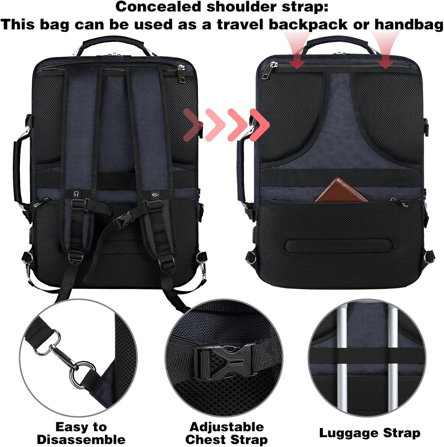 Carry on Backpack, Extra Large 50L Airline Approved TSA Travel Backpacks with 3 Packing Cubes